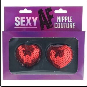 NEW RED HEART SHAPED SEQUENCED NIPPLE PASTIES COVERS